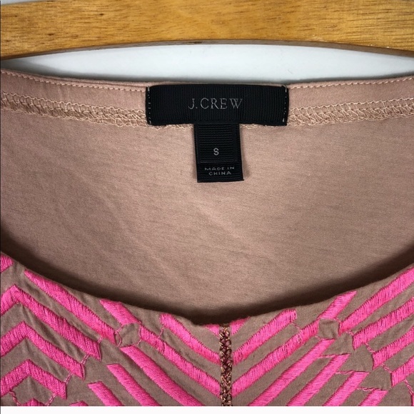 J. Crew Herringbone Embroidered Tee Neon *157 - Picture 4 of 7